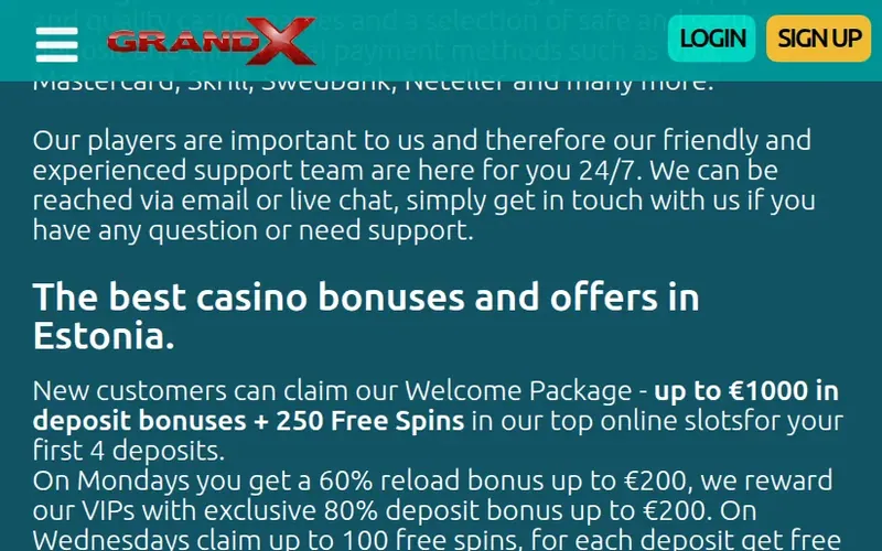 Grandx-Casino — Έκδοση για κινητό