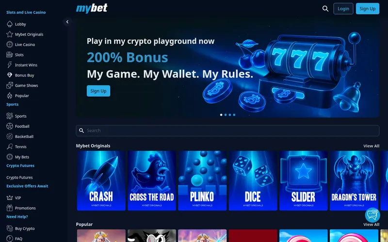 Mybet Casino — Κατάλογος παιχνιδιών