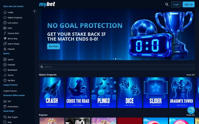 Mybet Casino — Προσφορές και τμήματα